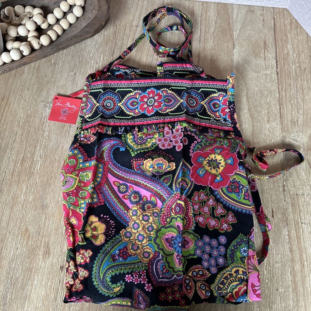 NWT Vera Bradley Apron Gift Set Retired Symphony in Hue Pattern Vintage